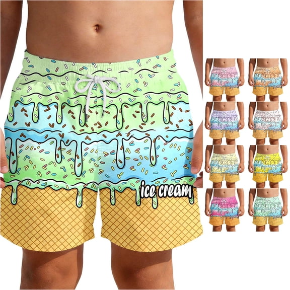 Boys Beach Shorts With Gradient Ice Print For Summer Lightweight Swim Trunks Kids Comfortable Fit Ideal Sand Surf Kids Summer Casual Shorts