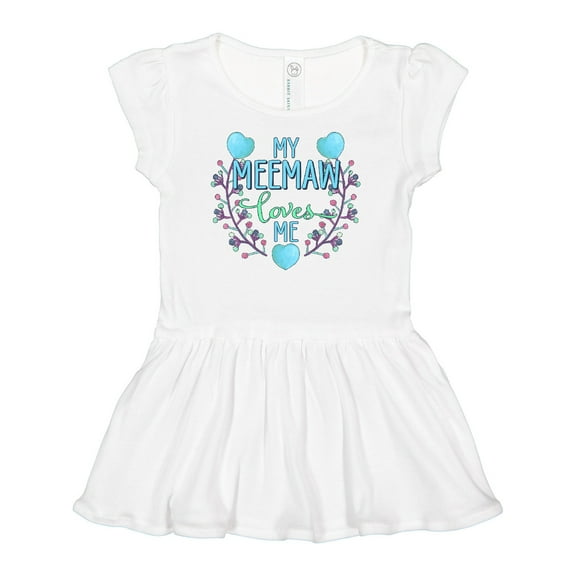 Inktastic My Meemaw Loves Me with Flowers and Hearts Girls Baby Dress