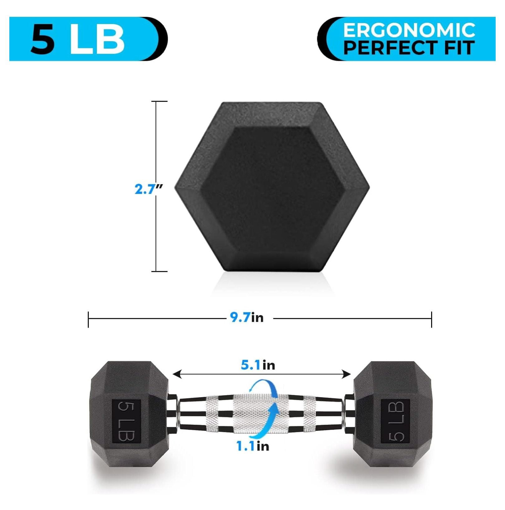 Hex Dumbbells 5,10,15,20,25,30,40 LB Exercise & Fitness Weights Dumbbell For Women & Men Free Weights Rubber Coated cast Iron Set