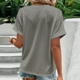 thumbnail image 6 of Womens Blouse Plus Size Short Sleeved Button V-neck Casual Solid Color T-shirt Gray XXXXXL,Tops for Women Fall, 6 of 6