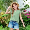 thumbnail image 4 of JLMSPLWG Girls Summer Vest Flying Sleeve Baby Girl School Casual Plain Tees Toddler Loose Fit Solid Color Short Sleeve Kids Clothes, 4 of 7