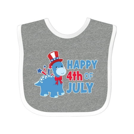 

Inktastic Happy 4th of July with Blue Dinosaur Gift Baby Boy or Baby Girl Bib