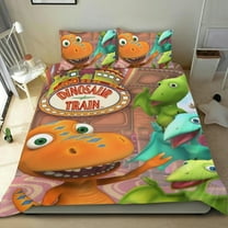 Cartoon 3 Piece Bedding Set Dinosaur Train Comforter Set Cute Duvet Cover Sets Super Soft Girls Bedding Set Kids Bedroom Gifts,1 Duvet Cover with 2 Pillowcases Twin