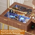 thumbnail image 4 of 41.7" Fluted Rotating Makeup Vanity Table with Glass Top, 4 Drawers, LED Mirror with 3 Light Modes & USB Charging Station, Makeup Desk for Bedroom (Natural, 4 of 8