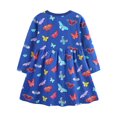 thumbnail image 5 of Zwiiyzr Robe à Manches Longues pour Filles en Bas Âge, Robe Décontractée en Coton, Robe Patineuse Évasée pour École Fête 2-7 Ans Bleu, 5 of 5