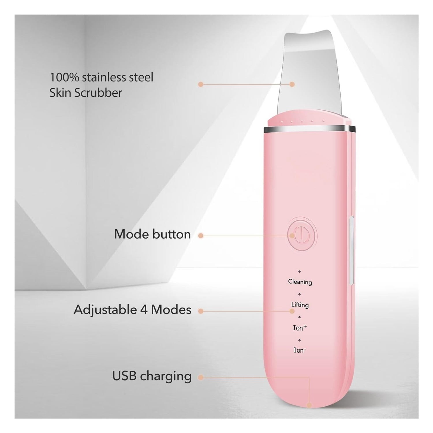 Skin Scrubber Face Skin Spatula Facial Scrubber Spatula for Deep Cleansing Blackhead Remover Pore Cleaner with 4 Modes (White)