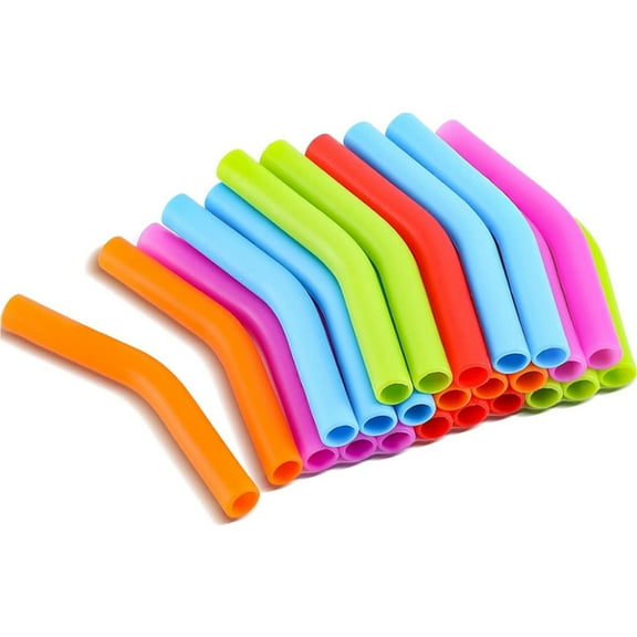 ICERUN Silicone Straws, Reusable Silicone Straws, Heat-Resistant & Scratch-Proof Mouthpieces, 12-Pack