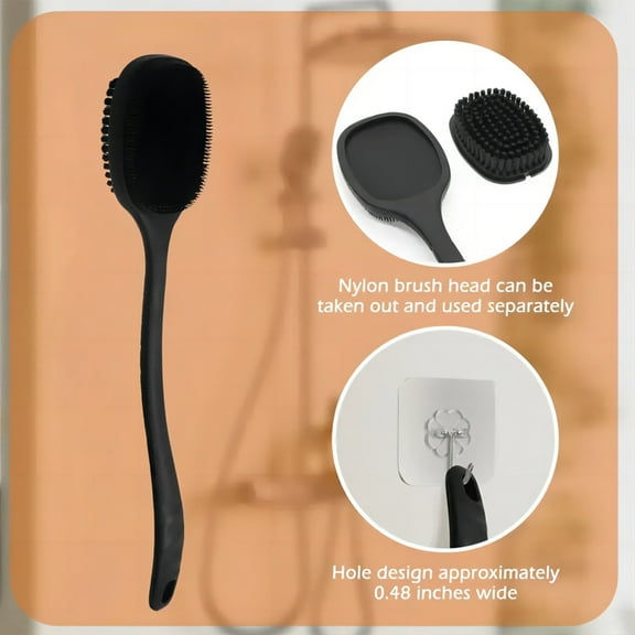 Silicone Back Scrubber Brush - Silicone Body Scrubber Exfoliator with Handle, Gentle Back Scrubber for Shower, Shower Brush for Body, Bath Back Brush for Shower