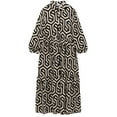 thumbnail image 4 of Diconna Robe Chemise à Manches Longues pour Femmes, Imprimé Géométrique, Coupe Ample Décontractée, Robe Trapèze de Soirée pour Plage, Cocktail, Boîte de Nuit, Mode Urbaine, 4 of 9