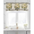 thumbnail image 2 of Romantic Floral Linen Curtain Valance for Bedroom/Bathroom/Kitchen/Office/Living/Dining Room Window,Vintage Botanical Plant Check Rod Pocket Topper Decorative Cafe Drapes Panel 60"x18", 2 of 6