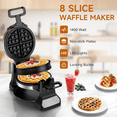 thumbnail image 2 of Waffle Maker, Double Belgian Waffle Maker 180°Flip, 1400W Waffle Iron 8 Slices, Rotating & Nonstick Plates with Removable Drip Tray for Easy Clean, Stainless Steel, Locking Buckle & Cool Touch Handle, 2 of 6