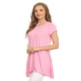 thumbnail image 2 of Women's Solid Casual Short Sleeve Loose Fit pockets Knit Tunic Top S-3XL, 2 of 4