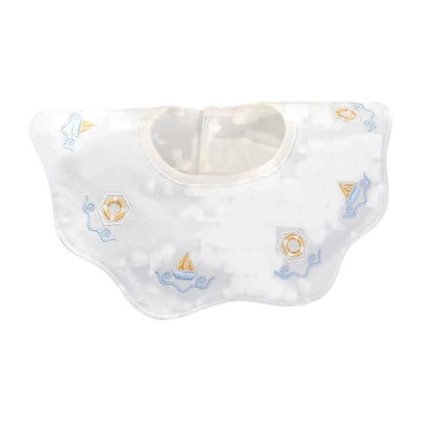 Embroidered Cotton Baby Bib Burp Cloth with 360 Degree Rotating Design for Feeding and Drooling Protections