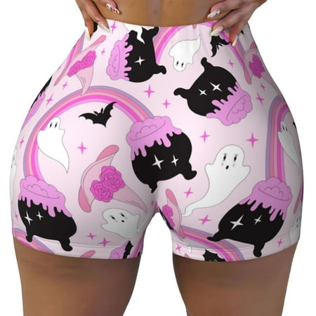 Workout Shorts Women  Pink Girl Halloween Biker Shorts for Women Running Gym Spandex Shorts Tummy Control