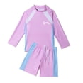 thumbnail image 2 of OGLCCG Girls Two Piece Swimsuit Colorblock UPF 50+ Rash Guard Long Sleeve Bathing Suit UPF50+ Sun Protection Beach Swimwear 3-16 Years, 2 of 4