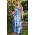 thumbnail image 4 of HAPPY BAY Women's Summer Boho Beach A-Line Maxi Smocked Evening Frill Dress Long Tube Dresses for Women S-M Royal, Hibiscus, 4 of 5