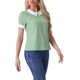 thumbnail image 4 of INSPIRAR CHIC Blusas para mujeres con contraste de cuello Peter Pan y lunares, manga corta, talla S, verde polvo, 4 of 6