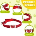 thumbnail image 3 of TELOLY Puppy Collar,PU Flocking Cat Collars for Small Dogs and Pets,Adjustable Heart Rhinestone Bell Puppy Collars,Red, 3 of 7