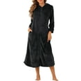 thumbnail image 2 of INSPIRE CHIC Peignoir Moelleux pour Femmes, Chaud, Doux, avec Poches, P Noir, 2 of 6