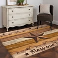 thumbnail image 3 of 3'x5' Rug for Living Room Bedroom, Western Texas Star Vintage Washable Area Rugs Non-Slip Carpet Mats, Retro Farmhouse Yellow Brown Wooden Indoor Low Pile Area Rug Runner for Kitchen, Mudroom, 3 of 8