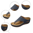 thumbnail image 5 of Rokment Women's Beach Orthopedic Wedges Flip Flops Summer Fashion Comfortable Leather Arch Support Platform Thongs Slip on Dress Walking Slides Sandals for Woman Navy Size 9.5, 5 of 7