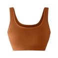 thumbnail image 4 of Ovbmpzd Ribbed Everyday Sports Bras for Women Removable Cups High Impact Brown Cami Bras Running Quick-Dry Yoga Active Bras,L, 4 of 6