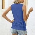 thumbnail image 5 of Lovskoo Plus Size Eyelet Summer Tops for Women 2024 Tank Tops Round Neck Sleeveless Loose Casual Solid Color Tank Top In Large Size Blue, 5 of 9