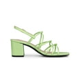 thumbnail image 3 of BLISSFUL STEP Women's Square Toe Knots Ankle Strap Block Heels Sandals Lime Lime Green 9.5, 3 of 7