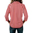 thumbnail image 6 of Satingcolo Women Striped Polo Shirts 3/4 Sleeve Rugby Shirts Oversized Collared T Shirts Fall Color Block Tee Tops,Red 2XL, 6 of 6