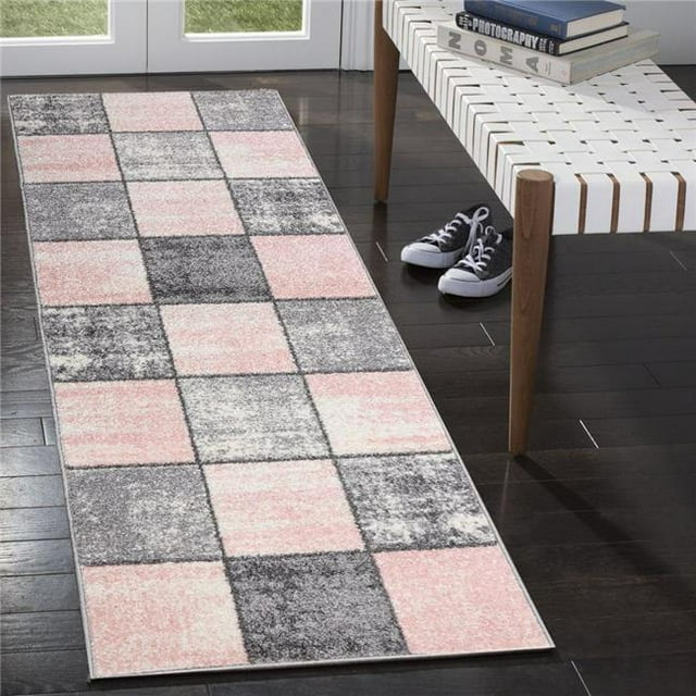 Lbaiet CH520P26 Pink Lyanna 2 x 6 ft. Runner Rug, Pink, White & Gray