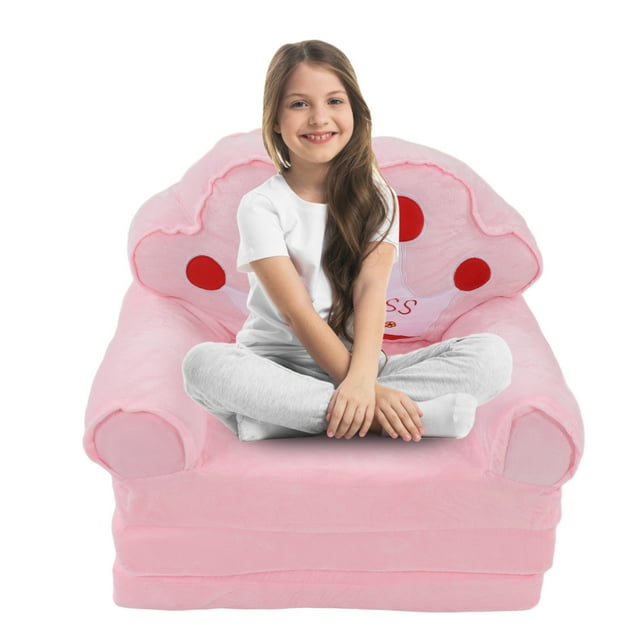 Foldable Kids Sofa Crown Pattern 2 In 1 Flip Open Sofa Bed For Living Room Bedroom