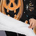 thumbnail image 3 of Oversized Wearable Blanket Hoodie,Halloween Pumpkins Skulls Bats and Eyeballs Sherpa Blanket Hoodie with Super Pockets,Super Warm Fuzzy Pullover for Women & Men, 3 of 6