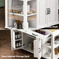 thumbnail image 5 of Kitchen Island with Extendable Dining Table, Rubber Wood Veneer Kitchen Table, White, 5 of 9