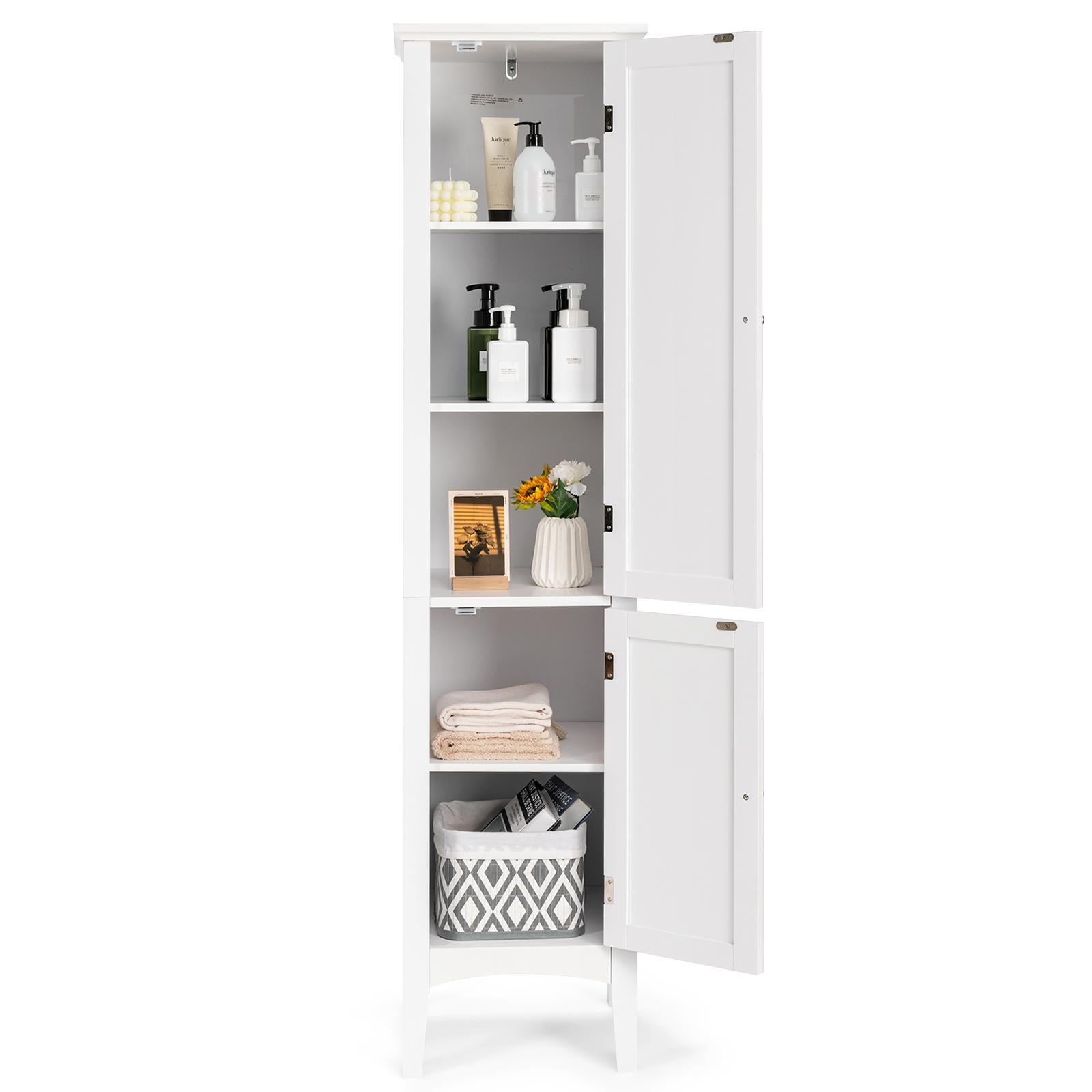 Tall Bathroom Storage Cabinet, Freestanding Linen Tower Slim Organizer,  White, 1 Unit - Gerbes Super Markets