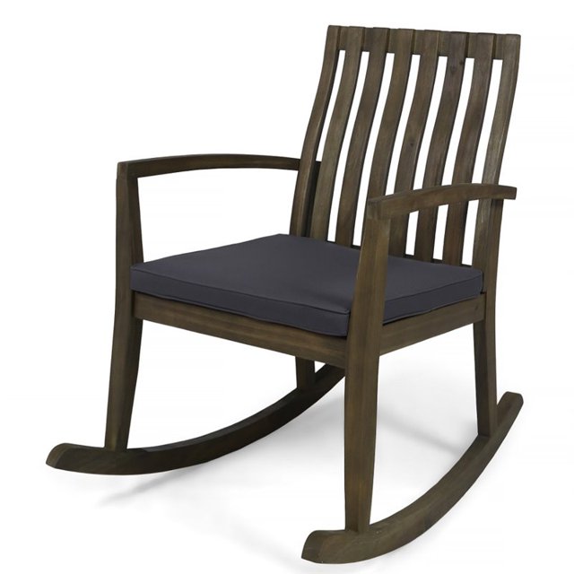 Noble House Colmena Outdoor Acacia Wood Rocking Chair in Gray