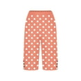 thumbnail image 5 of Tnhcen Women's Polka Dot Print Loose Fit Straight Leg Knee-Length Pants Side Slit Button Detail Capris with Pockets Pre-Shrunk Cotton-Linen Look Casual Summer Trousers S-2XL, 5 of 5