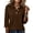 #03Light Brown, variant on Women 3/4 Sleeve Collared Button Polo Shirts Solid Color Loose Casual Summer Work Daily Tops 2XL