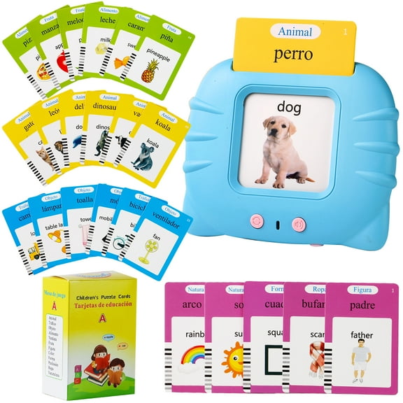 English & Spanish Bilingual Talking Flash Cards Toy for Kids with 224 Sight Words -  Educational Language Learning Toy