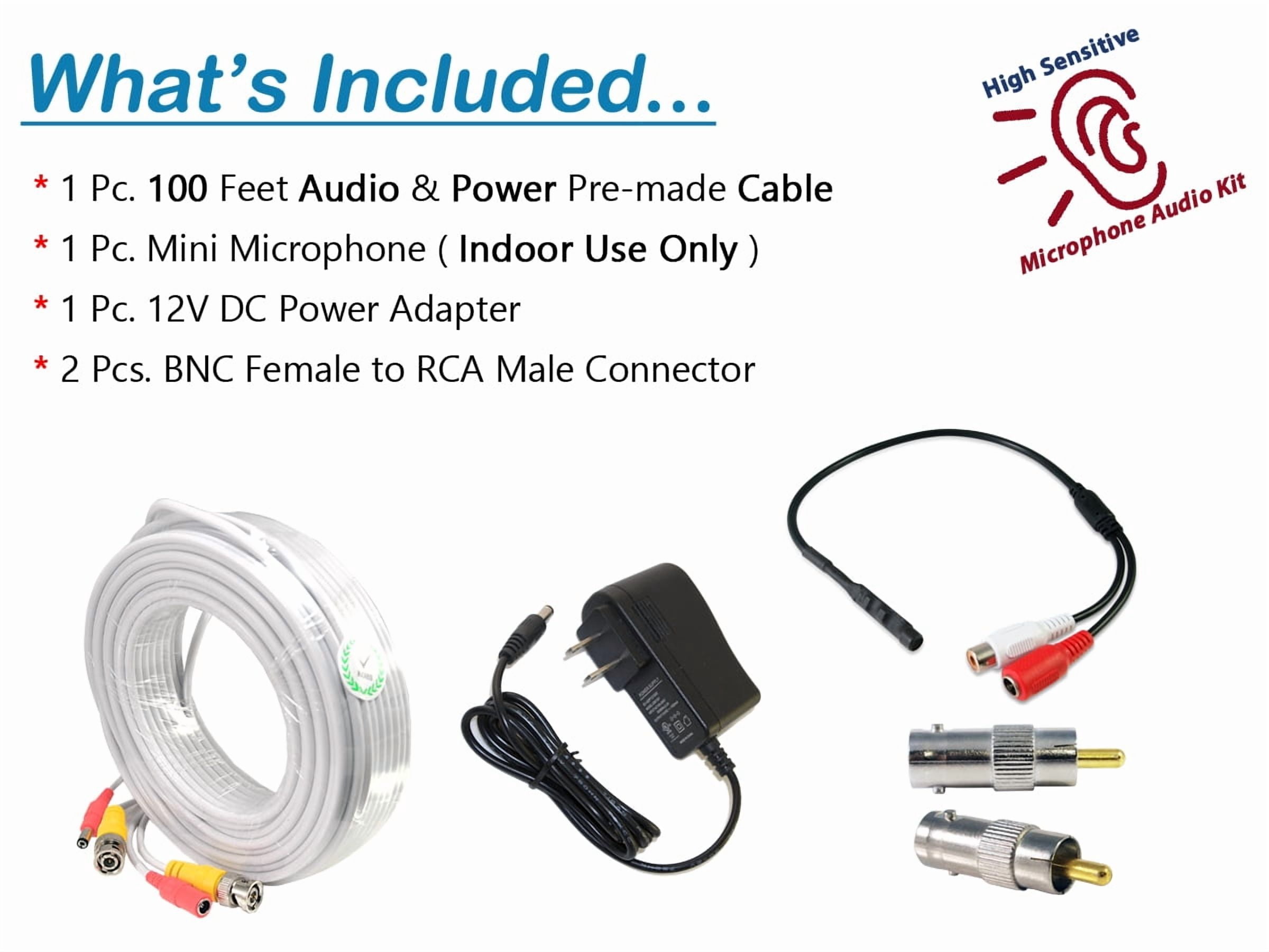 Evertech High Sensitive Preamp Microphone Audio Pickup Device Kit With 100 Feet Cable And 12V Dc Power Supply