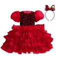 thumbnail image 1 of CNKOO Robes de Princesse pour Filles Robes de Vacances Robe pour Enfants Robe Sans Manches pour Filles Robe en Sequins Robe Tuftée Cadeau pour Halloween Noël, 1 of 5