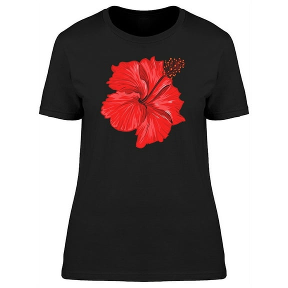 Red Hibiscus Painting T-Shirt Women -Image by Shutterstock, Female x-Large