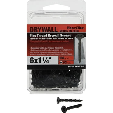 Fas-N-Tite, Fine Thread Drywall Screw #6 x 1.25", Steel, 100 Pieces