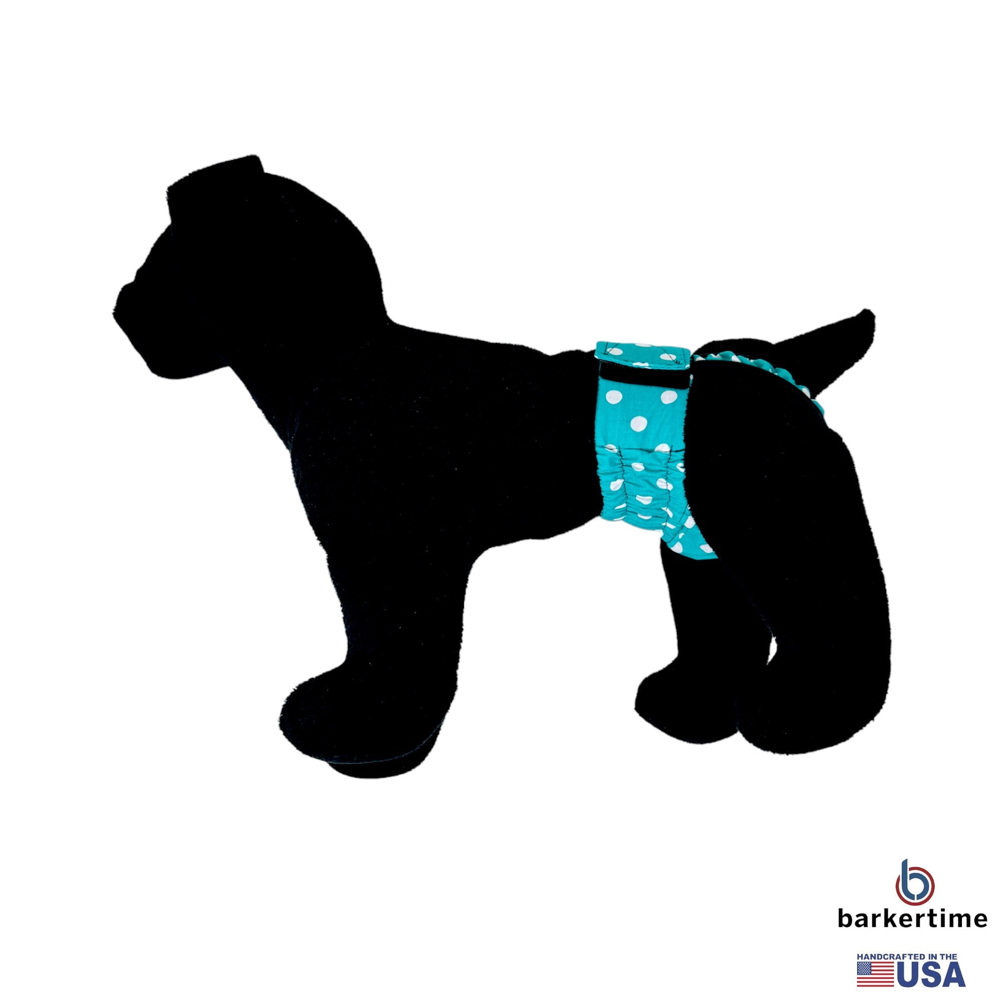 Barkertime White Polka Dot on Turquoise Dog Diaper Pull-up