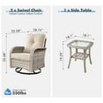 thumbnail image 6 of XIZZI 3-Piece Patio Furniture Set High Back Patio Conversation Chairs Set Outdoor Swivel Glider Rocker Chairs Wicker Outdoor Rocking Swivel Chairs with Side Table for Porch, Beige, 6 of 11