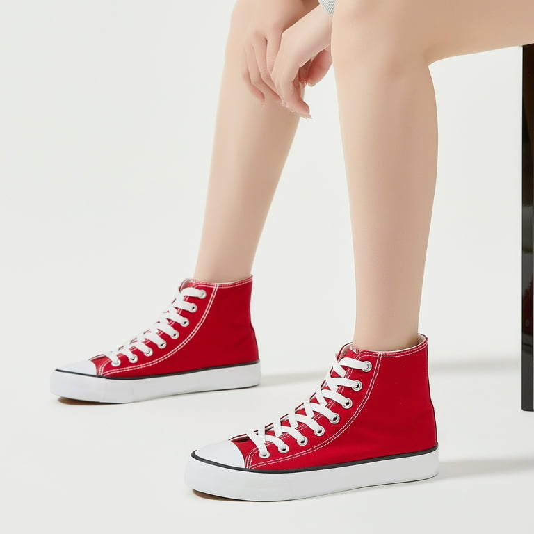 AOMAIS Women's High Top Canvas Sneakers, Lace-Up Casual