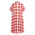 thumbnail image 3 of Shirt Dresses for Women Plaid Button Down Long Dress Gingham Maxi Dress Short Sleeve Casual Loose Summer Beach Dresses for Women Red L, 3 of 4