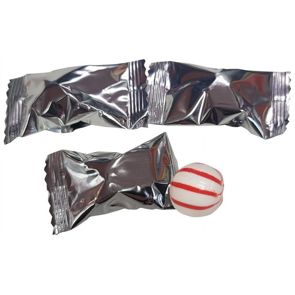 Peppermints 100 Count Wrapped in Silver Candy Wrapper - Wedding or Bar Mitzvah Mint Candy