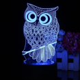 thumbnail image 3 of Lámpara de mesa LED 3D, luz nocturna táctil, lámpara de lectura que cambia de 7 colores, búho + control remoto, 3 of 5