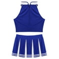 thumbnail image 4 of Doomiva Women's Adult Cheerleading Uniform Mini Pleated Skirt Schoolgirl Role Play Outfits Blue S, 4 of 7