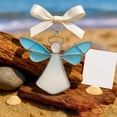 thumbnail image 1 of Miogawg Blue Bow Ribbon Metal Twisted Wires Pendant Sea Glass Pendant, 1 of 6